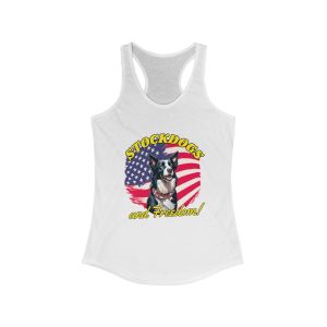 Patriotic Dog Lover Racerback Tank | Independence Day Outfit, Pet Owner Gift, Summer Wear, Animal Lover Apparel, Fun Workout Top