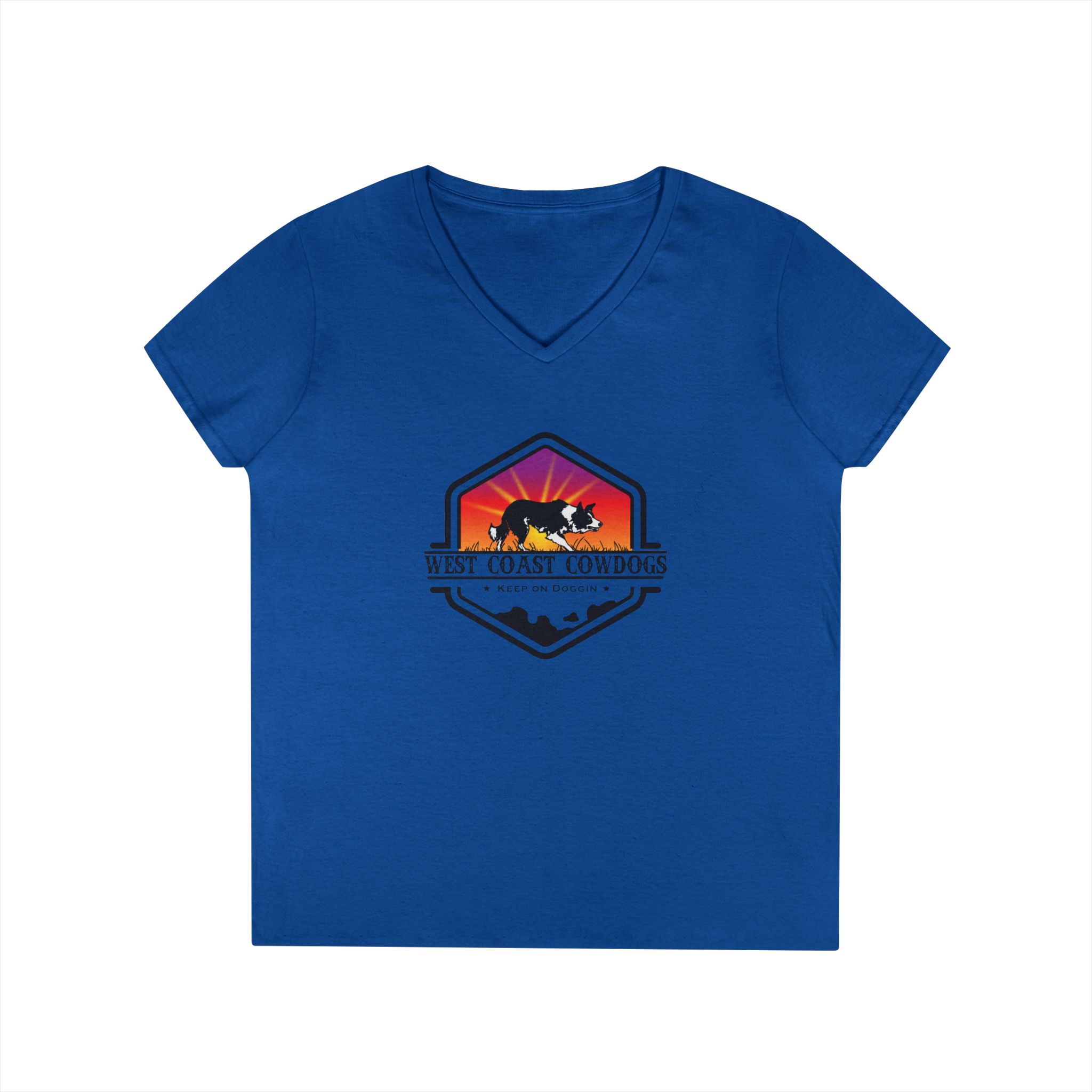 West Coast Cowdogs Ladies' V-Neck T-Shirt, Dog Lover Gift, Casual Tee, Pet Owner Apparel, Outdoor Adventure Shirt - Image 19