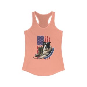 Patriotic Dog Lover's Racerback Tank, American Flag Top for Summer, Cute Pet Shirt, Gifts for Dog Moms, 4th of July Apparel