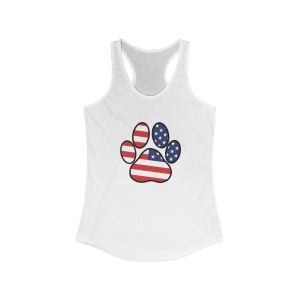 Patriotic Paw Print Tank, Women's Ideal Racerback Top for Pet Lovers, Independence Day Apparel, 4th of July T-Shirt, Animal Lover Gift