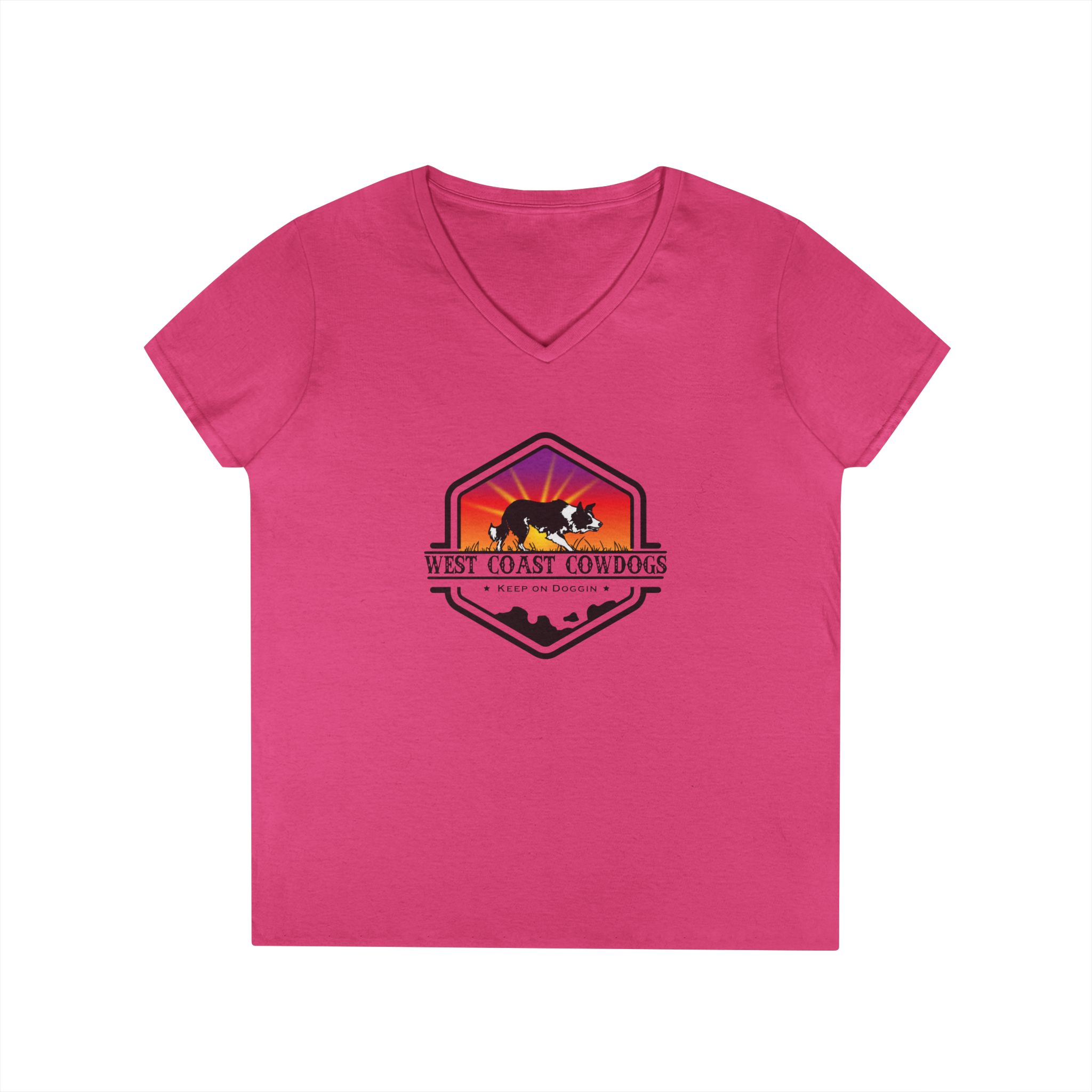 West Coast Cowdogs Ladies' V-Neck T-Shirt, Dog Lover Gift, Casual Tee, Pet Owner Apparel, Outdoor Adventure Shirt - Image 28