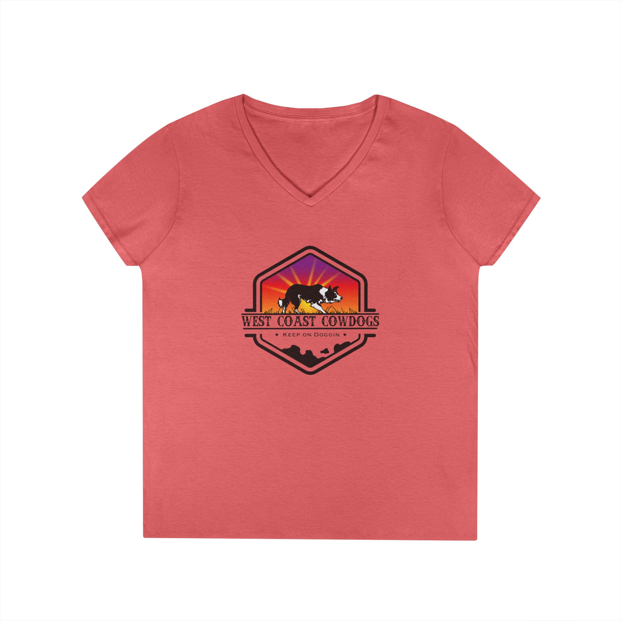 West Coast Cowdogs Ladies' V-Neck T-Shirt, Dog Lover Gift, Casual Tee, Pet Owner Apparel, Outdoor Adventure Shirt - Image 7